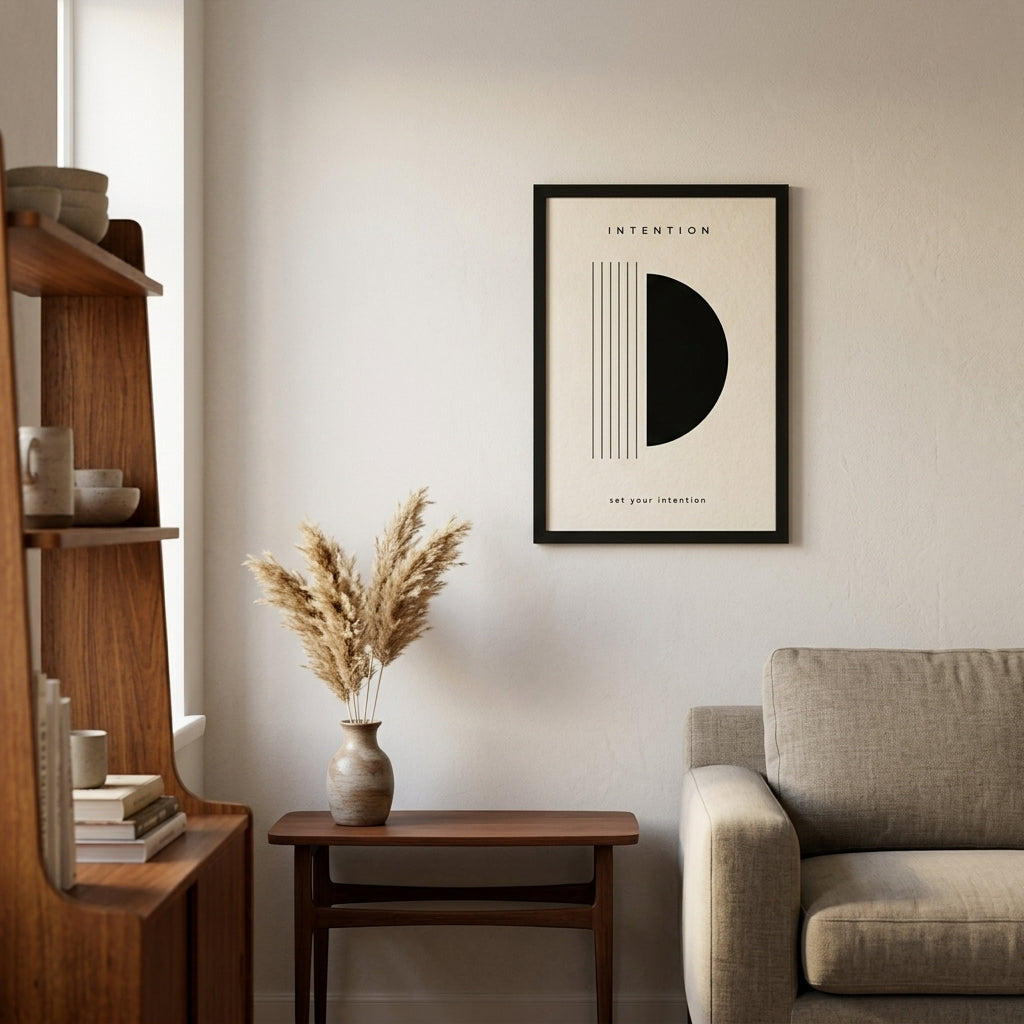 Zihin ve Hedef – Minimal Çerçeveli Poster — Siyah — Paspartusuz — TabloLab
