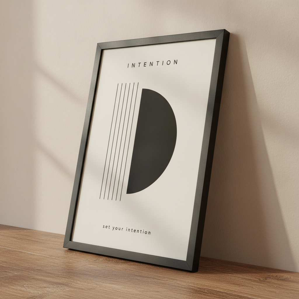 Zihin ve Hedef – Minimal Çerçeveli Poster — Siyah — Paspartusuz — TabloLab