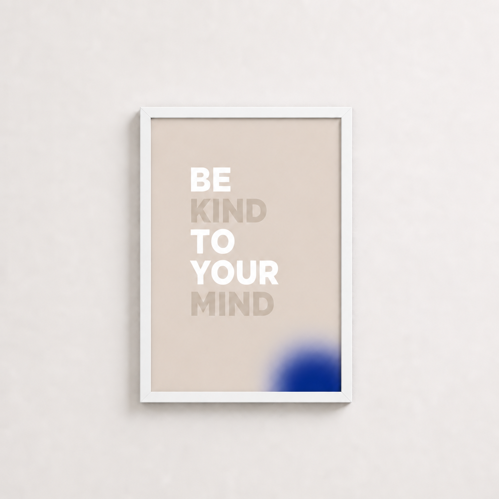 Zihnini Dinle – Minimal Çerçeveli Poster — Beyaz — Tam Baskı — TabloLab