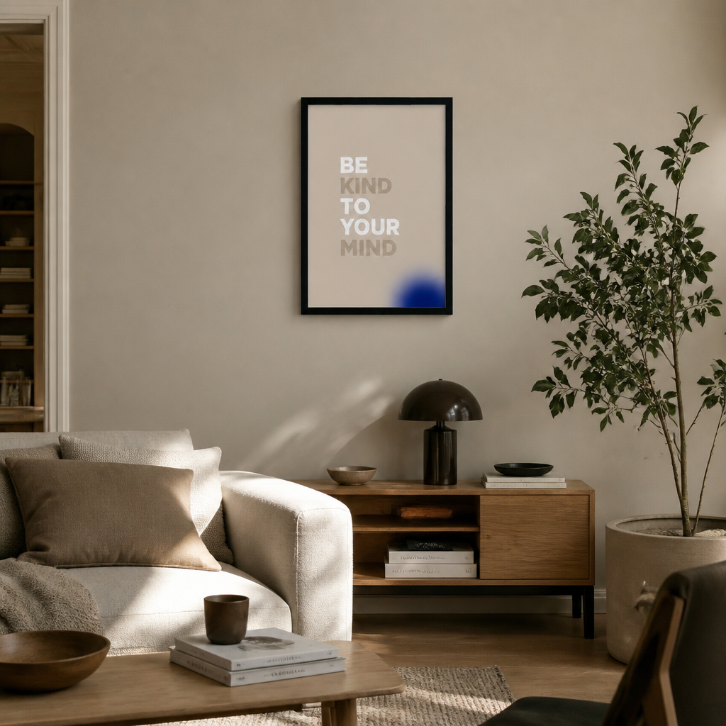 Zihnini Dinle – Minimal Çerçeveli Poster — Siyah — Tam Baskı — TabloLab