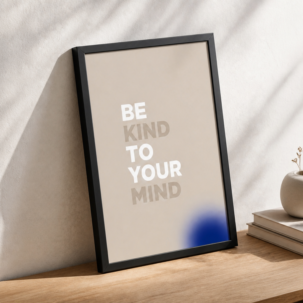Zihnini Dinle – Minimal Çerçeveli Poster — Siyah — Tam Baskı — TabloLab