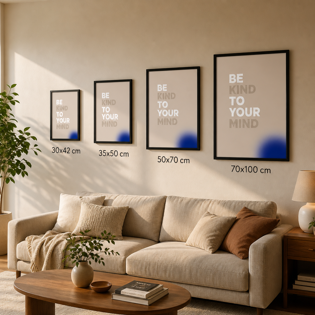 Zihnini Dinle – Minimal Çerçeveli Poster — Siyah — Tam Baskı — TabloLab